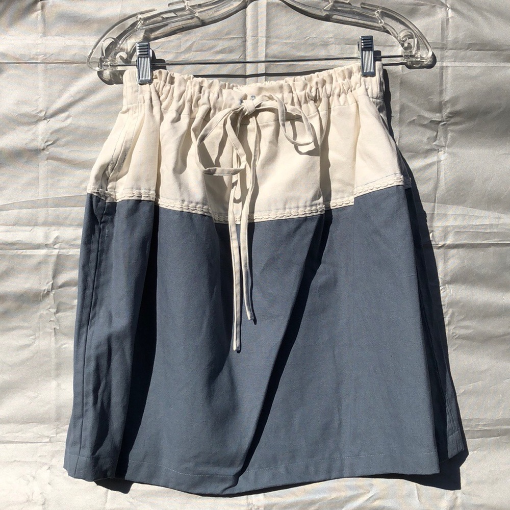 White and Blur Cotton Linen Skirt